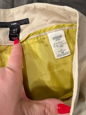 H&M Cream Skirt with Chartreuse Lining
